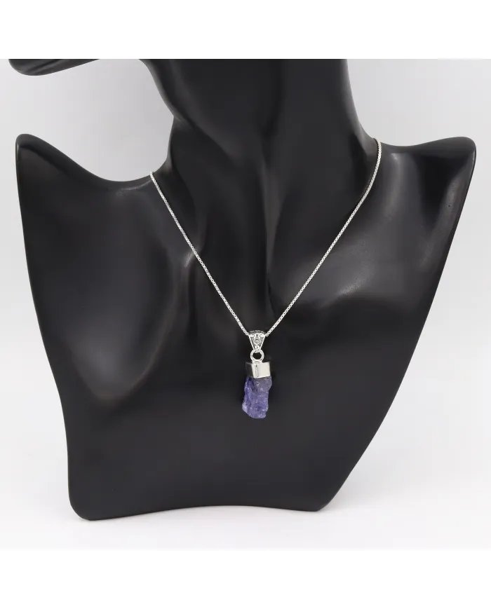 Natural Raw Tanzanite Pendant | 925 Sterling Silver Handmade Jewelry