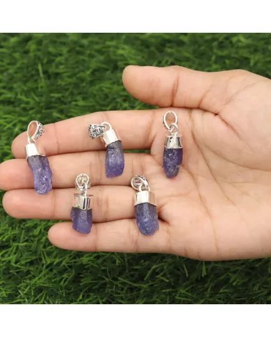 Natural Raw Tanzanite Pendant | 925 Sterling Silver Handmade Jewelry