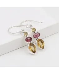 Citrine & Tourmaline Earrings | 925 Sterling Silver Gemstone Jewelry