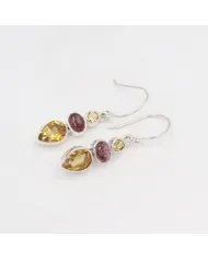 Citrine & Tourmaline Earrings | 925 Sterling Silver Gemstone Jewelry