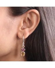Citrine & Tourmaline Earrings | 925 Sterling Silver Gemstone Jewelry