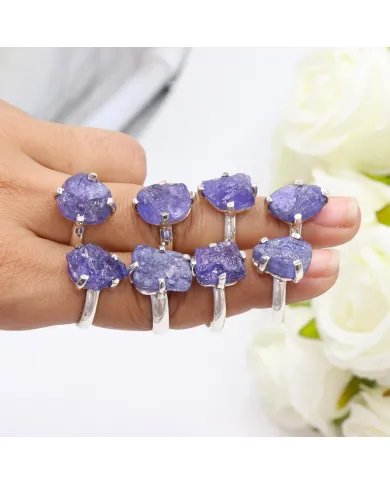 Raw Tanzanite Gemstone Pendant in 925 Sterling Silver Handmade Jewelry