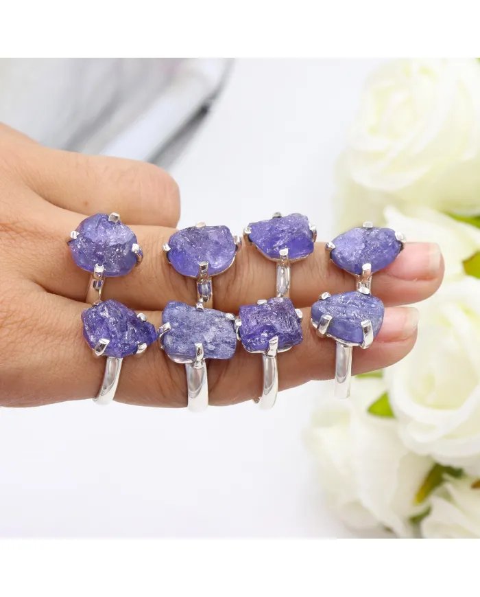 Raw Tanzanite Gemstone Pendant in 925 Sterling Silver Handmade Jewelry