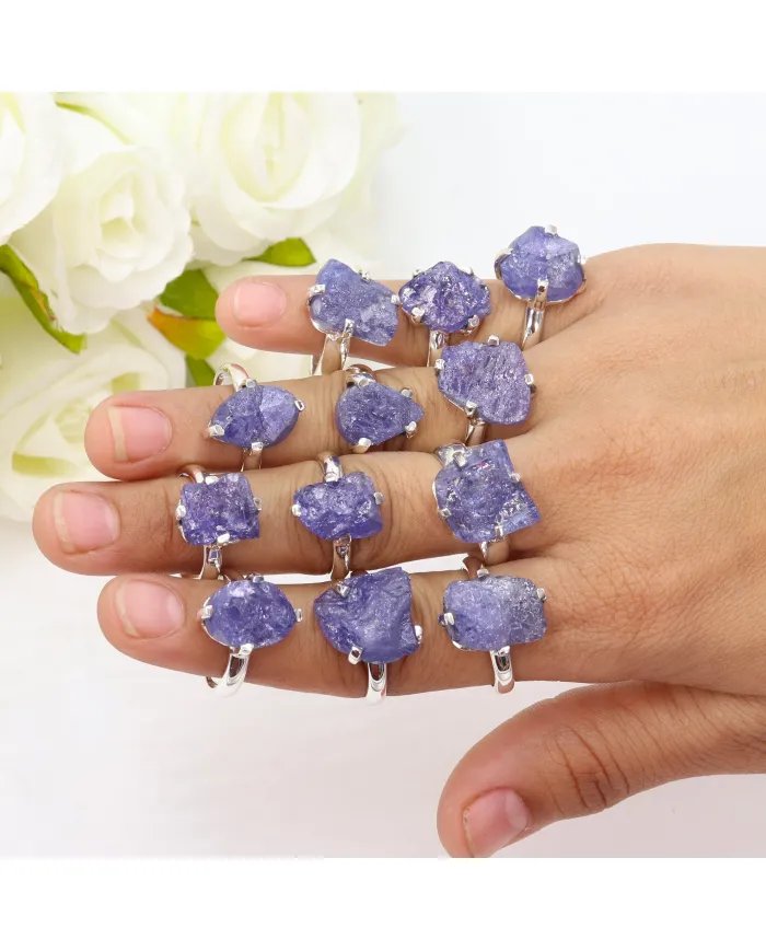 Raw Tanzanite Gemstone Pendant in 925 Sterling Silver Handmade Jewelry