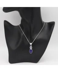 Elegant Lapis Lazuli & Moonstone Pendant in 925 Sterling Silver