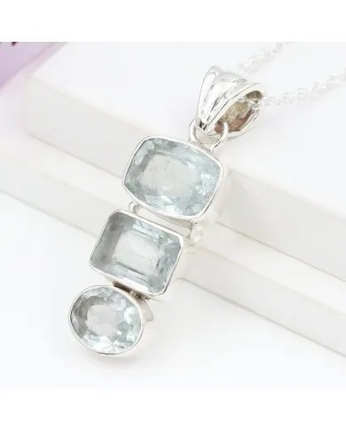 Elegant 925 Sterling Silver Aquamarine Pendant - Handmade Jewelry Gift
