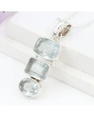 Elegant 925 Sterling Silver Aquamarine Pendant - Handmade Jewelry Gift