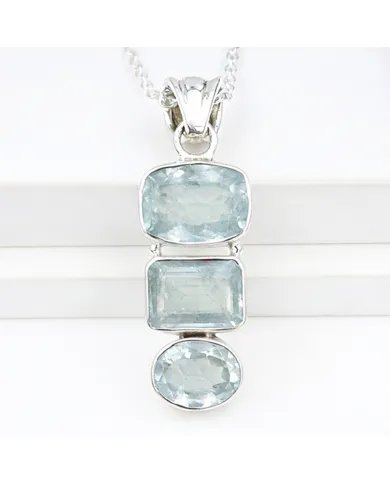 Elegant 925 Sterling Silver Aquamarine Pendant - Handmade Jewelry Gift