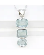 Elegant 925 Sterling Silver Aquamarine Pendant - Handmade Jewelry Gift