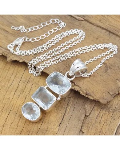 Elegant 925 Sterling Silver Aquamarine Pendant - Handmade Jewelry Gift