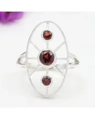 Garnet Ring in 925 Sterling Silver - Handmade Gemstone Jewelry