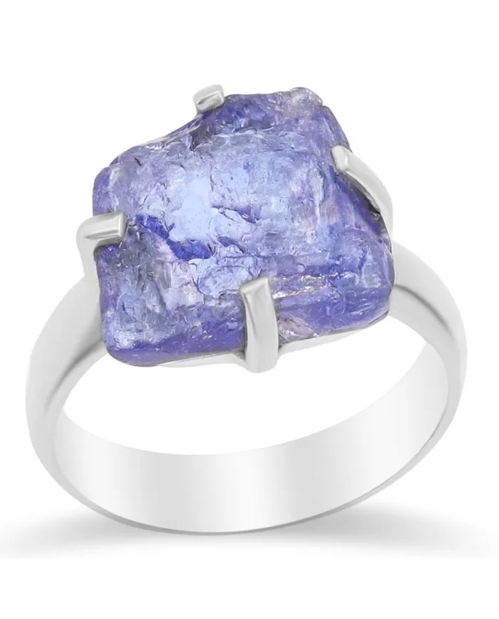 Raw Tanzanite Gemstone Pendant in 925 Sterling Silver Handmade Jewelry