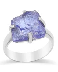 Raw Tanzanite Gemstone Pendant in 925 Sterling Silver Handmade Jewelry