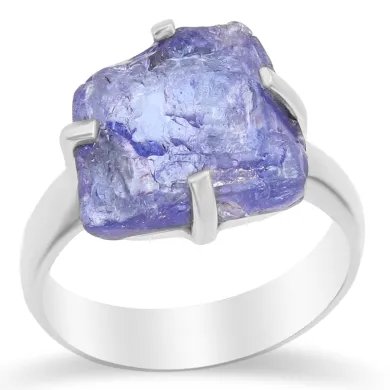 Raw Tanzanite Gemstone Pendant in 925 Sterling Silver Handmade Jewelry
