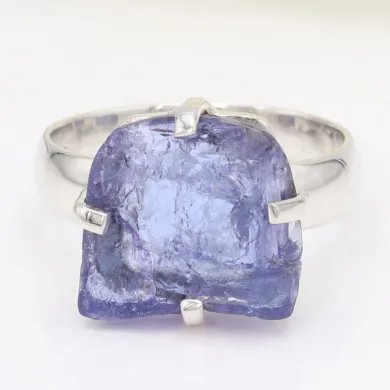 Raw Tanzanite Gemstone Pendant in 925 Sterling Silver Handmade Jewelry