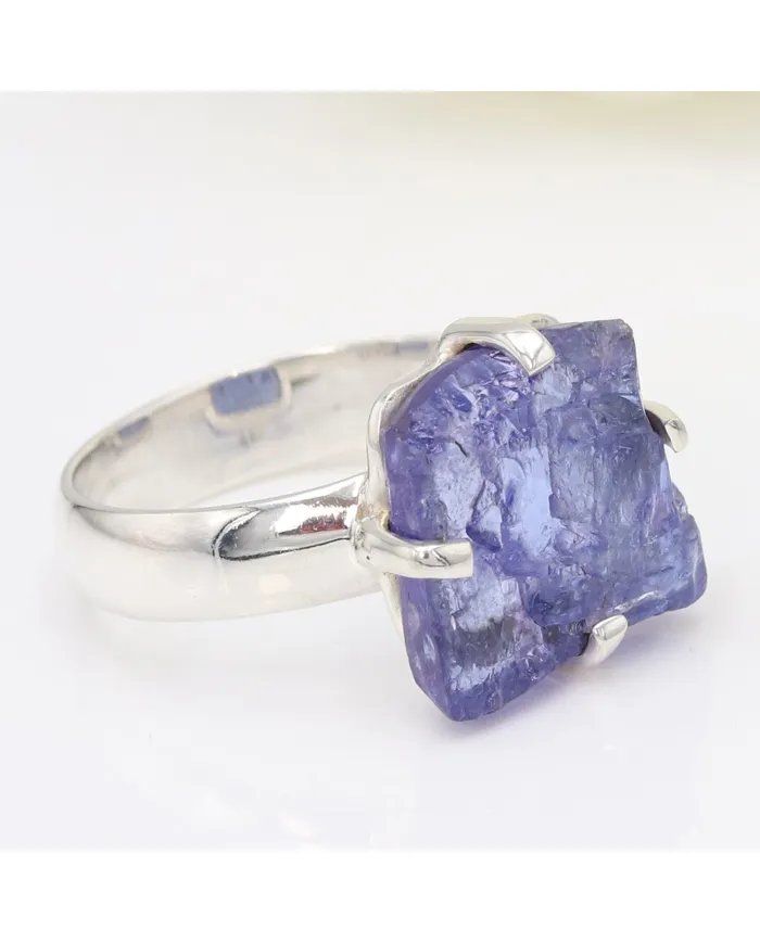 Raw Tanzanite Gemstone Pendant in 925 Sterling Silver Handmade Jewelry