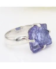 Raw Tanzanite Gemstone Pendant in 925 Sterling Silver Handmade Jewelry