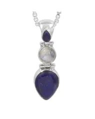 Elegant Lapis Lazuli & Moonstone Pendant in 925 Sterling Silver
