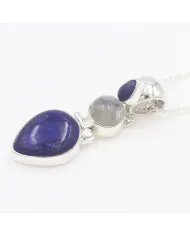 Elegant Lapis Lazuli & Moonstone Pendant in 925 Sterling Silver