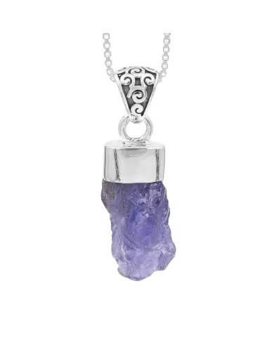 Natural Raw Tanzanite Pendant | 925 Sterling Silver Handmade Jewelry