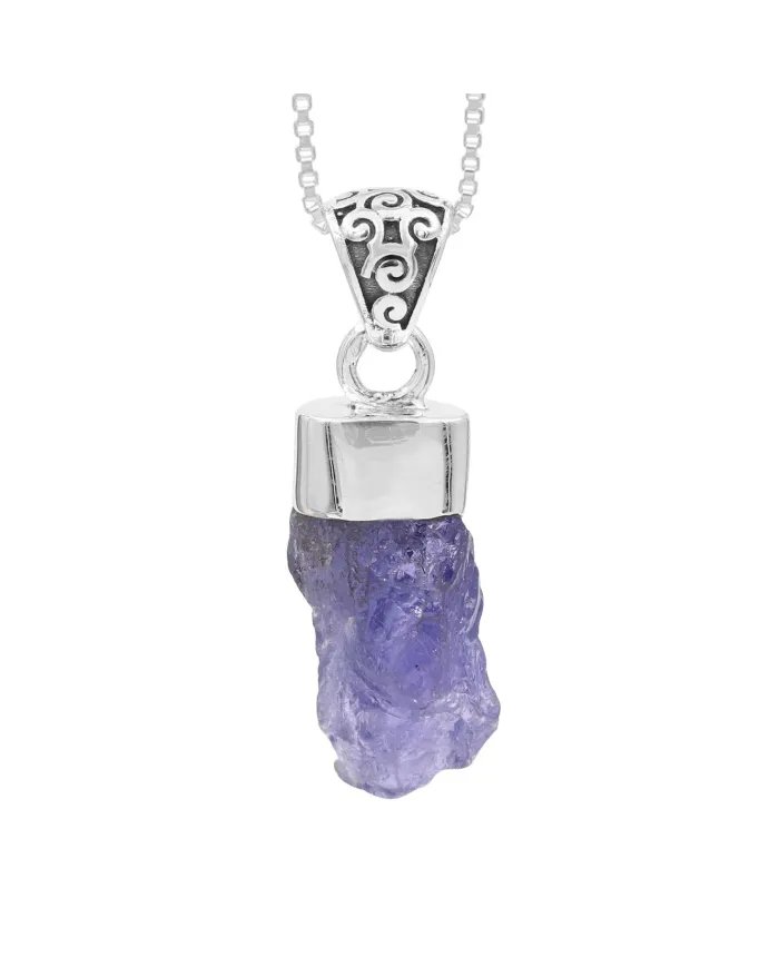 Natural Raw Tanzanite Pendant | 925 Sterling Silver Handmade Jewelry
