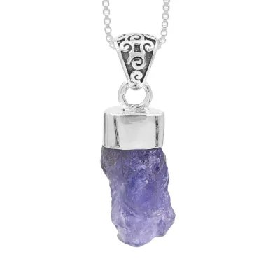 Natural Raw Tanzanite Pendant | 925 Sterling Silver Handmade Jewelry