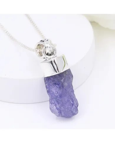 Natural Raw Tanzanite Pendant | 925 Sterling Silver Handmade Jewelry