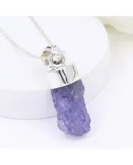 Natural Raw Tanzanite Pendant | 925 Sterling Silver Handmade Jewelry