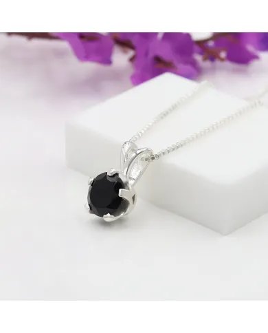 Black Onyx Pendant 925 Sterling Silver - Handmade Women's Gift for Her