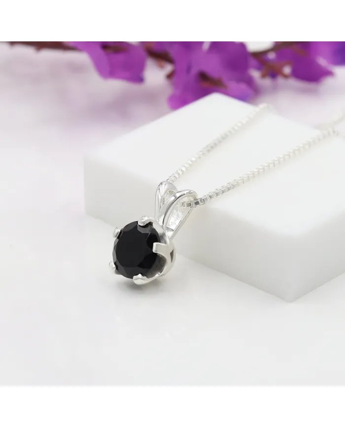 Black Onyx Pendant 925 Sterling Silver - Handmade Women's Gift for Her