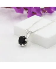 Black Onyx Pendant 925 Sterling Silver - Handmade Women's Gift for Her