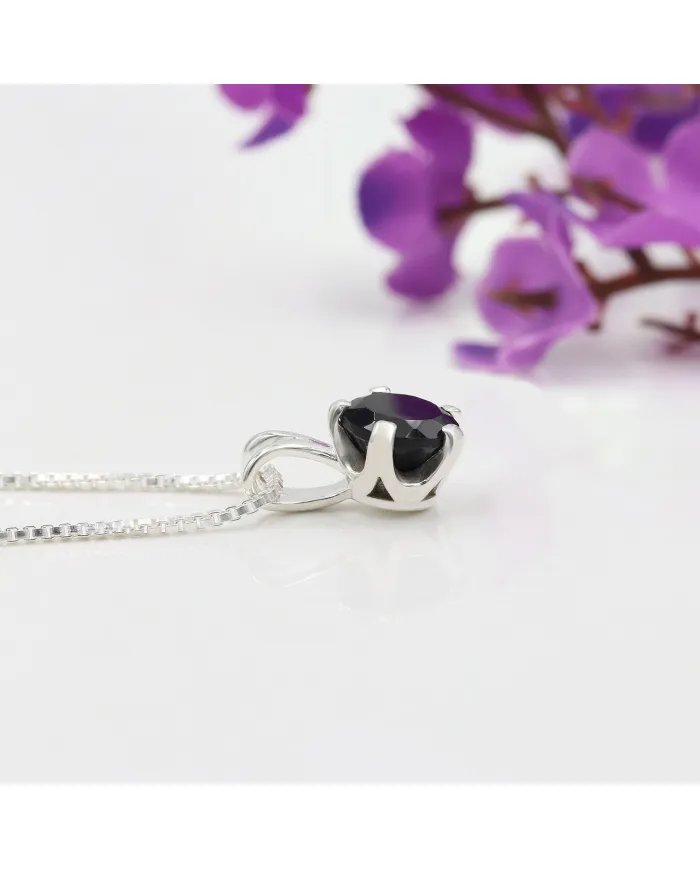 Black Onyx Pendant 925 Sterling Silver - Handmade Women's Gift for Her