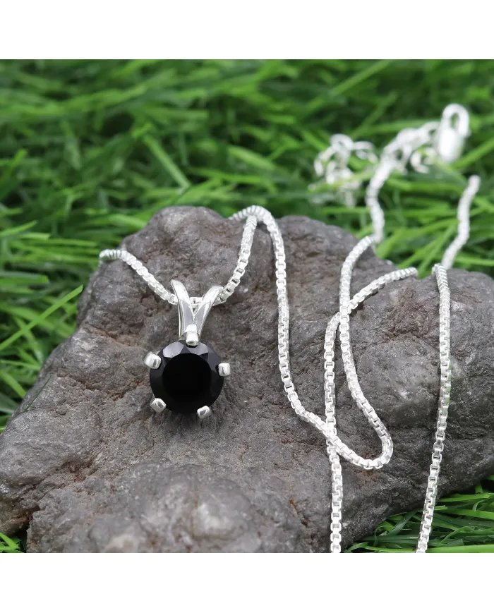 Black Onyx Pendant 925 Sterling Silver - Handmade Women's Gift for Her