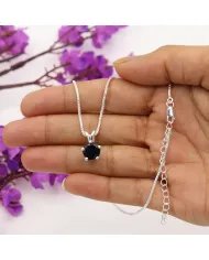 Black Onyx Pendant 925 Sterling Silver - Handmade Women's Gift for Her