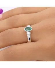 Emerald Solitaire Ring 925 Sterling Silver Handmade Oval Shape Gemstone