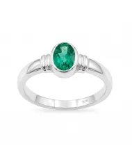 Emerald Solitaire Ring 925 Sterling Silver Handmade Oval Shape Gemstone