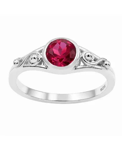 Ruby Solitaire Ring in Sterling Silver – Minimalist Handmade Jewelry