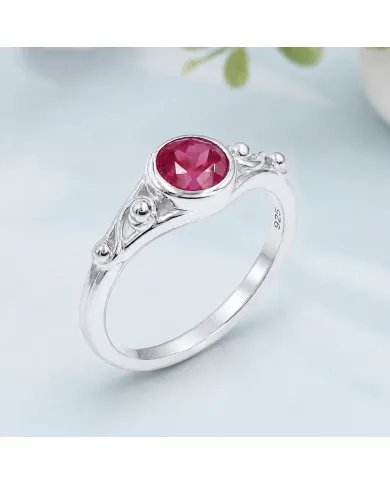 Ruby Solitaire Ring in Sterling Silver – Minimalist Handmade Jewelry