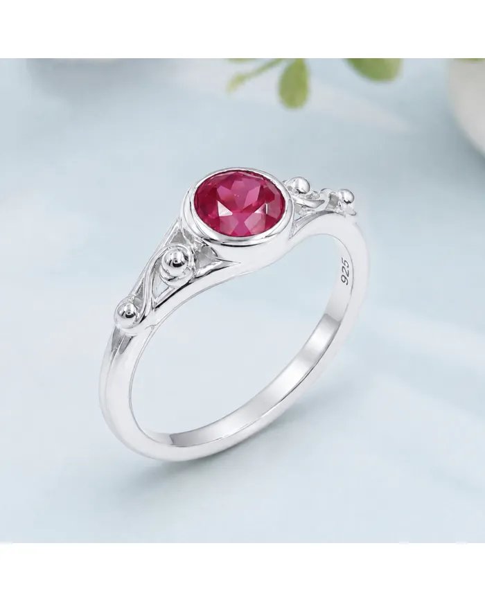 Ruby Solitaire Ring in Sterling Silver – Minimalist Handmade Jewelry