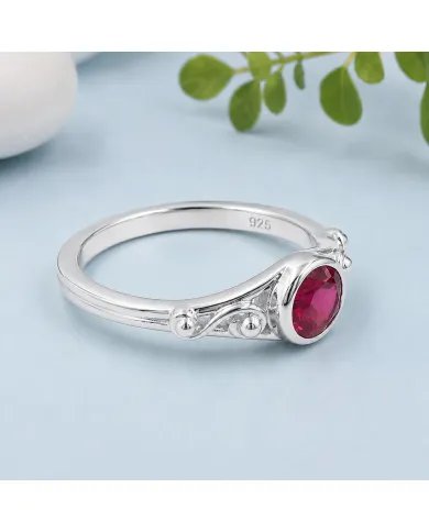 Ruby Solitaire Ring in Sterling Silver – Minimalist Handmade Jewelry