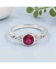 Ruby Solitaire Ring in Sterling Silver – Minimalist Handmade Jewelry