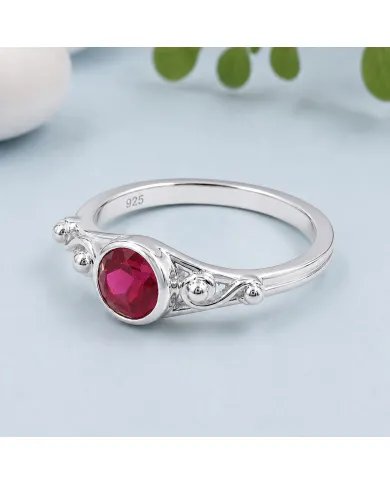 Ruby Solitaire Ring in Sterling Silver – Minimalist Handmade Jewelry