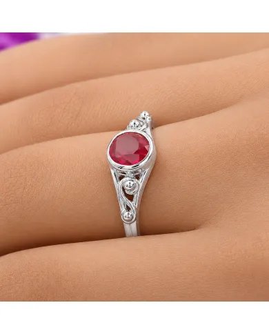 Ruby Solitaire Ring in Sterling Silver – Minimalist Handmade Jewelry