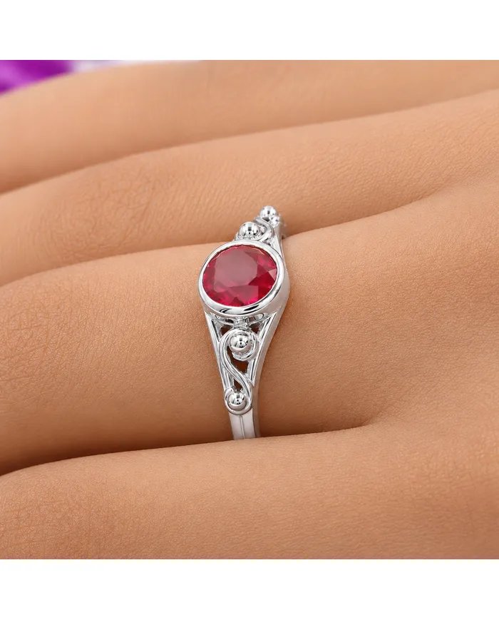 Ruby Solitaire Ring in Sterling Silver – Minimalist Handmade Jewelry