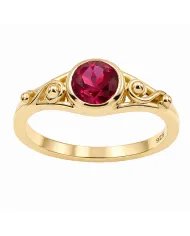Ruby Solitaire Ring Gold-Plated 925 Sterling Silver Handmade Jewelry