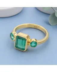 Emerald Ring Gold Plated 925 Silver – Elegant Handmade Gemstone Jewelry