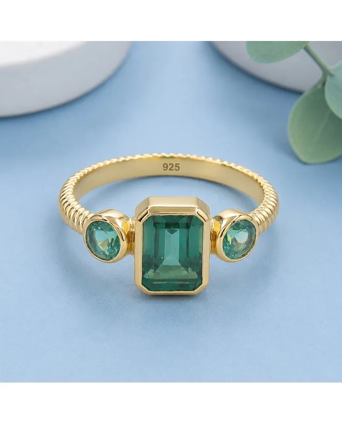 Emerald Ring Gold Plated 925 Silver – Elegant Handmade Gemstone Jewelry