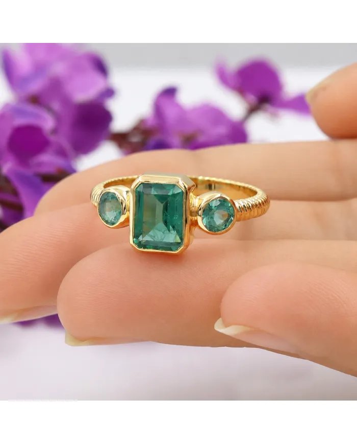 Emerald Ring Gold Plated 925 Silver – Elegant Handmade Gemstone Jewelry