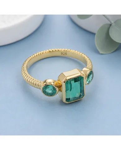 Emerald Ring Gold Plated 925 Silver – Elegant Handmade Gemstone Jewelry