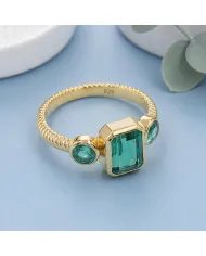 Emerald Ring Gold Plated 925 Silver – Elegant Handmade Gemstone Jewelry